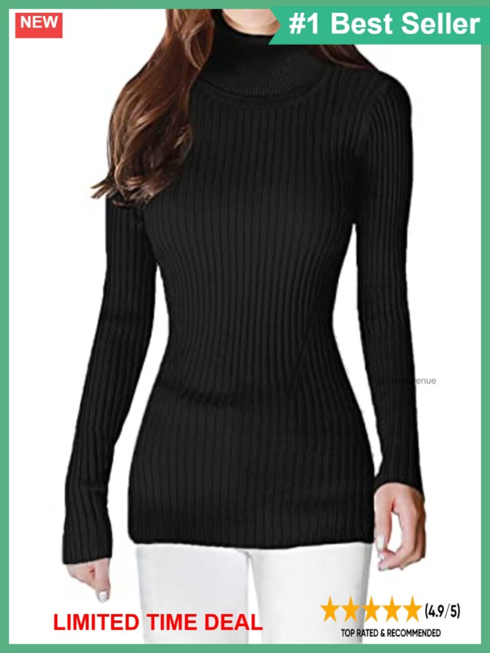 Ribbed Turtleneck Sweater Slim Fit Knit Long Sleeve Pullover